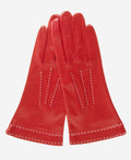 CS4204 (red) - Women's Italian Silk Lined Leather Gloves with Contrast Decorative Stitching 1