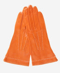 CS4204 (rust) - Women's Italian Silk Lined Leather Gloves with Contrast Decorative Stitching 1