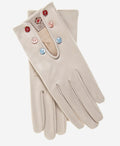 CS4312 (cream) - Women's Italian Silk Lined Gloves with Buttons 1