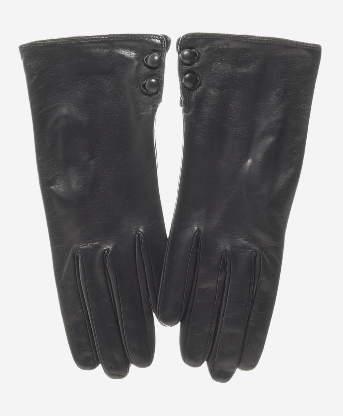 CS4345 (black) - Women's Italian Silk Lined Leather Gloves with 2 Buttons