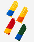 CS4416 (red/yellow) - Women's Italian Color Block Silk Lined Leather Gloves 3