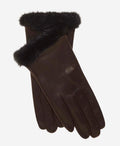 CS4616 (darkbrown) - Women's Italian Silk Lined Leather Gloves with Mink Cuff 1