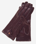 CS4801 (darkbrown) - Women's Italian Silk Lined Leather Gloves with Stitched Accents 1