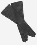CS4820W8 (black) - Women's Italian silk lined elbow length lambskin leather gloves with buttons 1