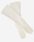 CS4820W8 (white) - Women’s Italian silk lined elbow length lambskin leather gloves with buttons 1