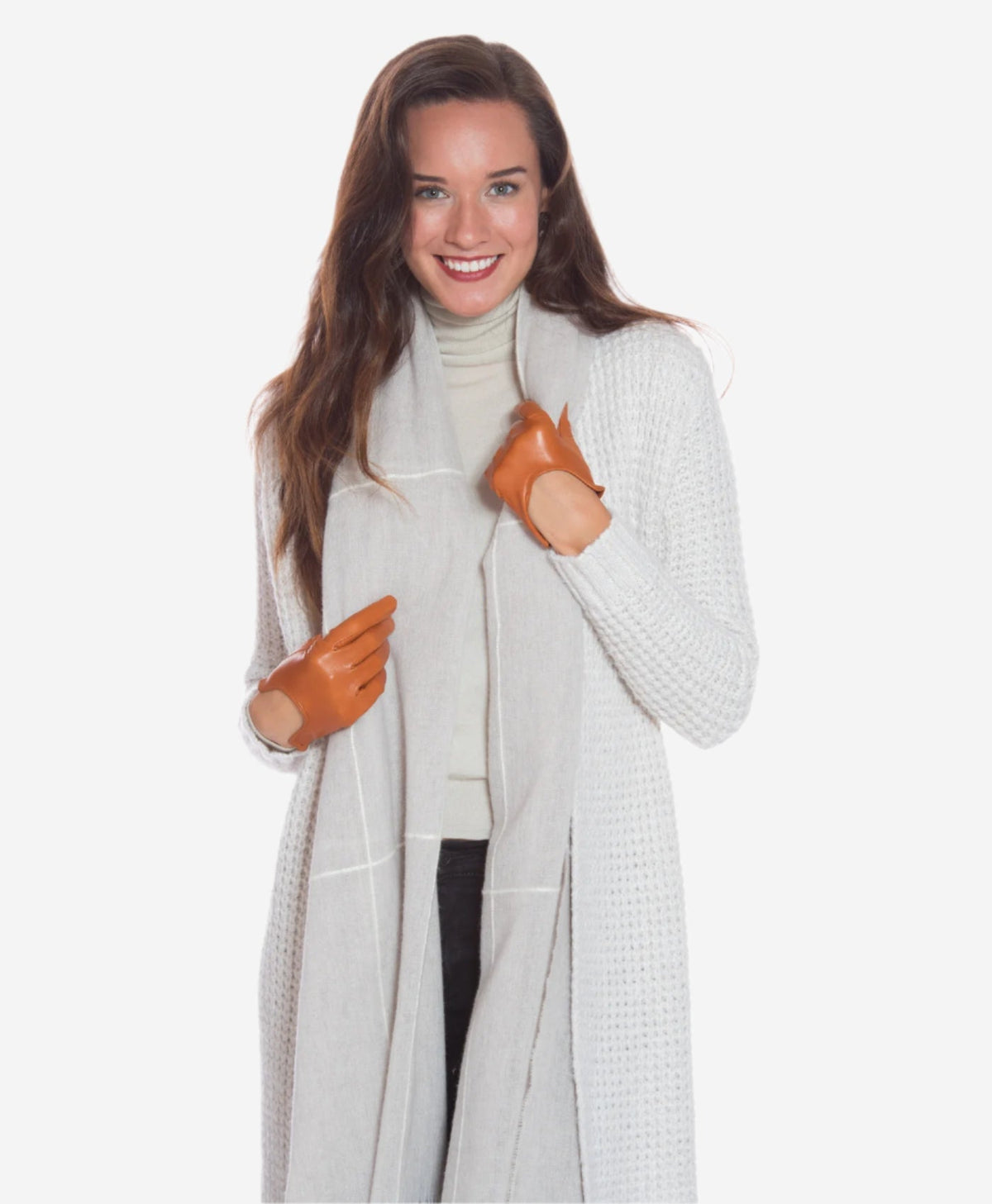 CU4629 (cognac) - Women's Unlined Italian Fashion Leather Gloves With Short Wrist