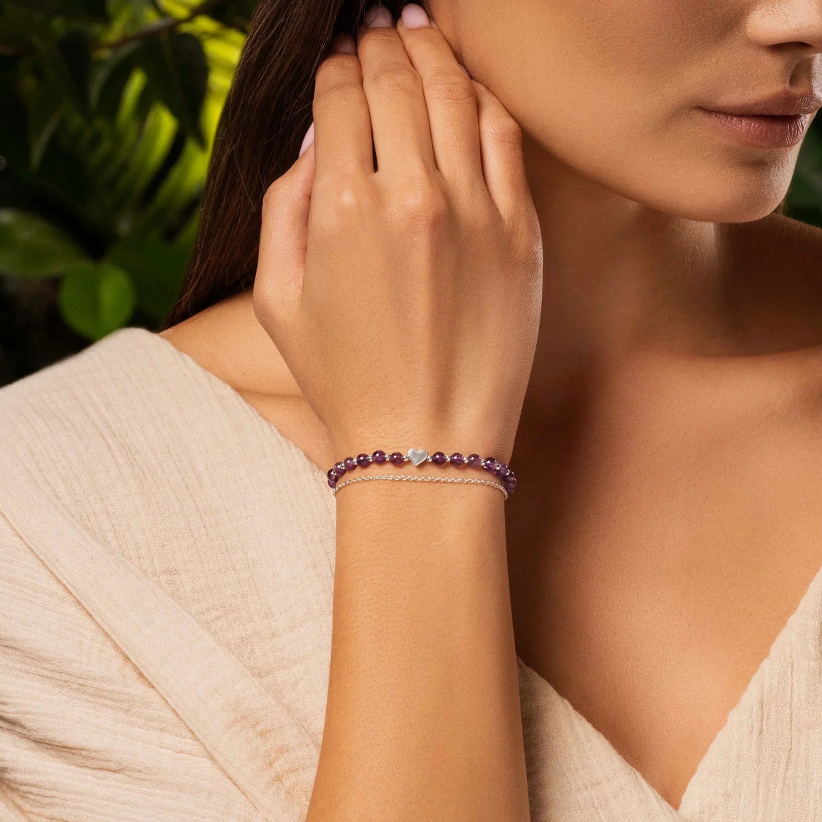 Soothing Love Amethyst Heart Charm Bracelet