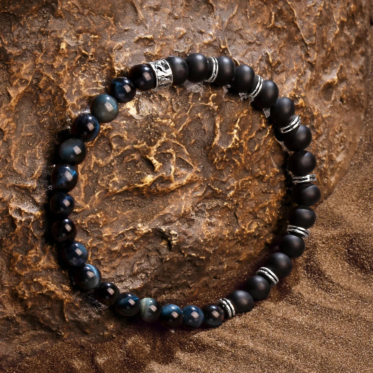 Balanced Perspective Onyx & Blue Tiger's Eye Bracelet
