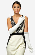 Angelina (ivory) - Italian silk lined 12-button length leather bridal / opera gloves 1