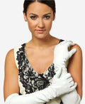 Angelina (ivory) - Italian silk lined 12-button length leather bridal / opera gloves 6