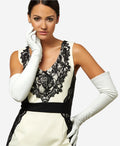 Angelina (ivory) - Italian silk lined 16-button length leather bridal / opera gloves 3