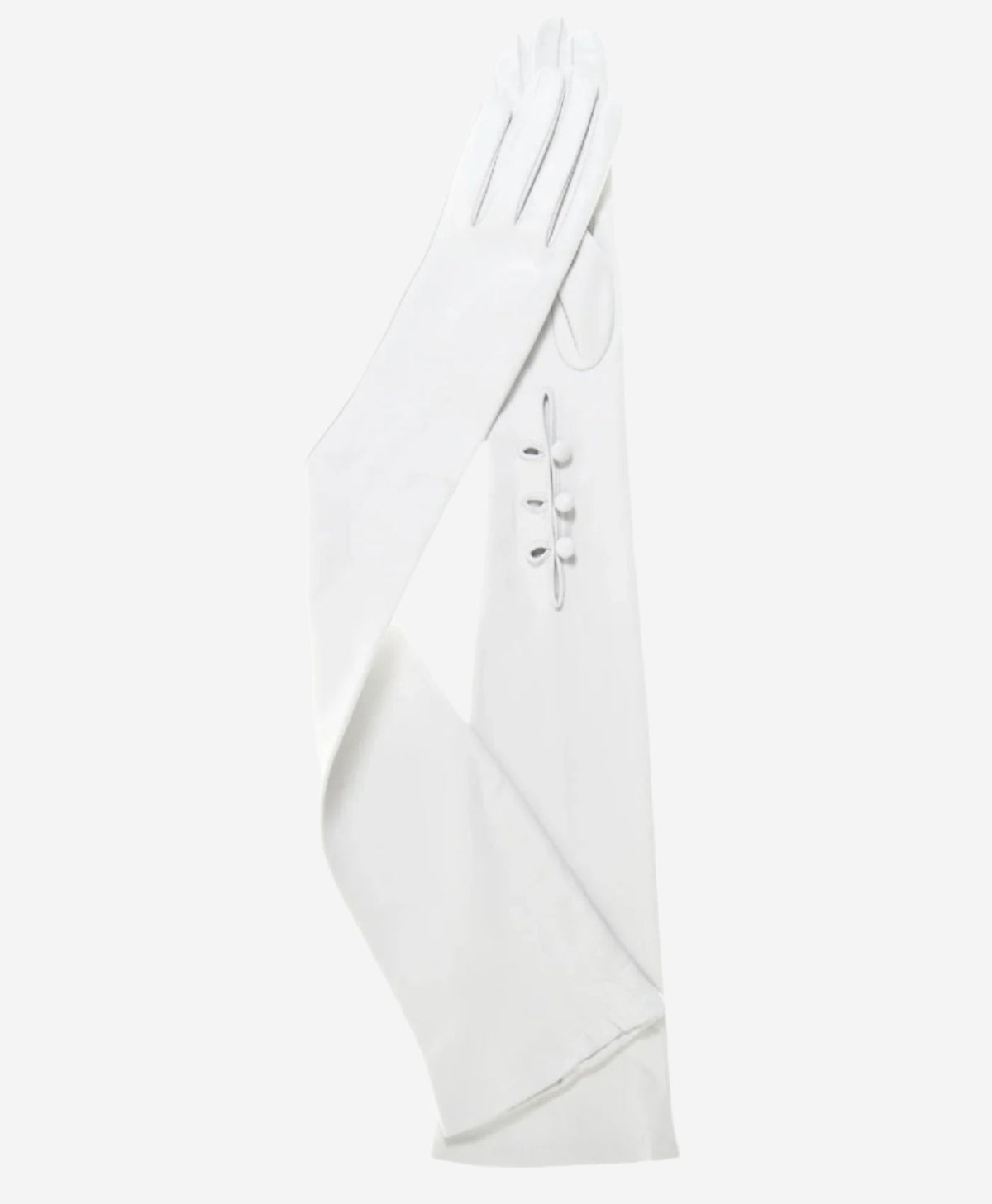 Angelina (ivory) - Italian silk lined 16-button length leather bridal / opera gloves