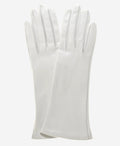 CW01W4 (ivory) - Italian Silk Lined 4-Button Length White Leather Bridal Gloves 1