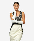 Angelina (ivory) - Italian silk lined 8-button length leather bridal / opera gloves 3