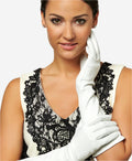 Angelina (ivory) - Italian silk lined 8-button length leather bridal / opera gloves 1