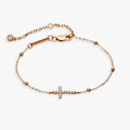 Cross Delicate Pave Crystal Beaded Strand Bracelet 1
