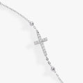 Cross Delicate Pave Crystal Beaded Strand Bracelet 6