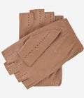 Rossana (beige) - Italian fingerless lambskin leather driving gloves 2