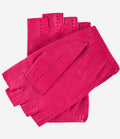 Rossana (fuschia) - Italian fingerless lambskin leather driving gloves 2