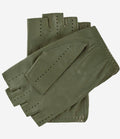 Rossana (olive) - Italian fingerless lambskin leather driving gloves 2