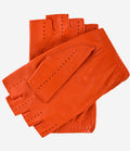 Rossana (orange) - Italian fingerless lambskin leather driving gloves 2