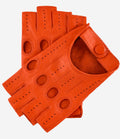 Rossana (orange) - Italian fingerless lambskin leather driving gloves 1