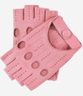 Rossana (pink) - Italian fingerless lambskin leather driving gloves 1