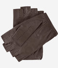 Rossana (taupe) - Italian fingerless lambskin leather driving gloves 2