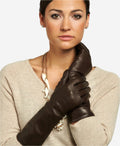 Leonora (brown) - Italian cashmere lined 6-button length leather gloves 2