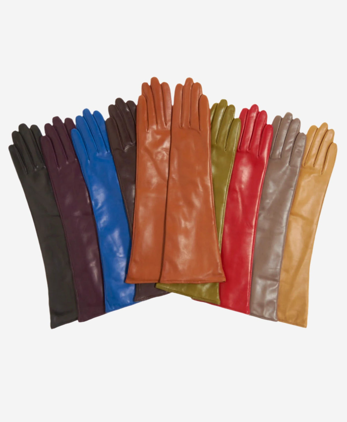 Leonora (blue) - Italian 8-button length cashmere lined leather gloves