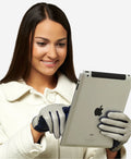 FC34 (black) - Women's Italian touchscreen cashmere lined leather gloves 3
