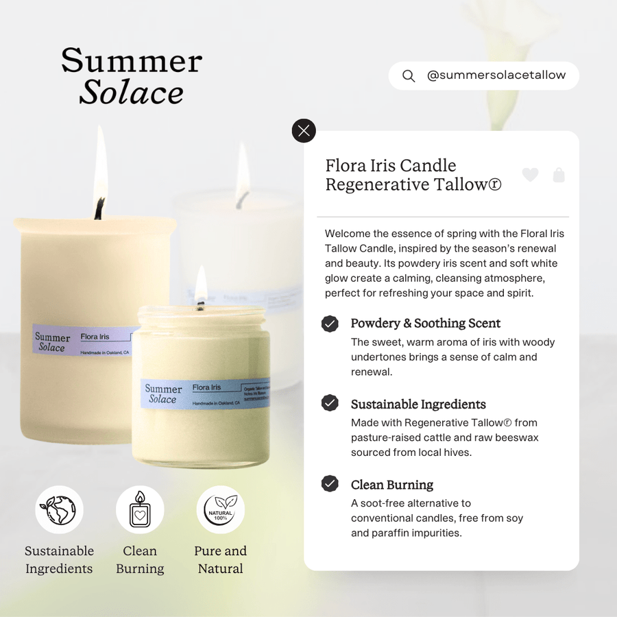 Flora Iris – Tallow Candle with Orris & Palo Santo | 6 oz