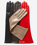 Elena (taupe) - Italian silk lined 6-button length leather opera gloves 2