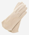 FS02 (cream) - Women's Italian silk lined leather gloves with curved hem 1