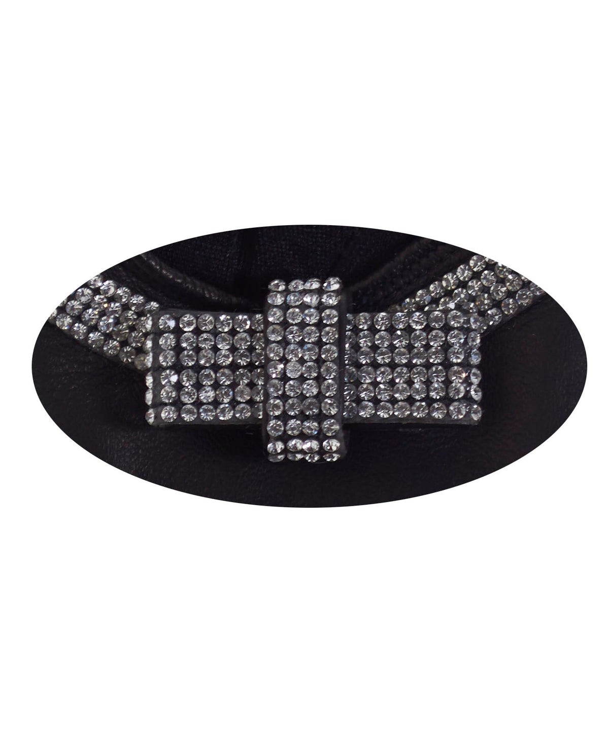 FS4321 (black) - Women's Italian silk lined leather gloves with Swarovski crystal bow