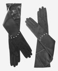 FS03W12 (slate) - Italian leather evening gloves with Swarovski crystal accents 12-button length 2