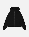 Black Drop Shoulder Zip Hoodie 1