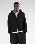 Black Drop Shoulder Zip Hoodie 2