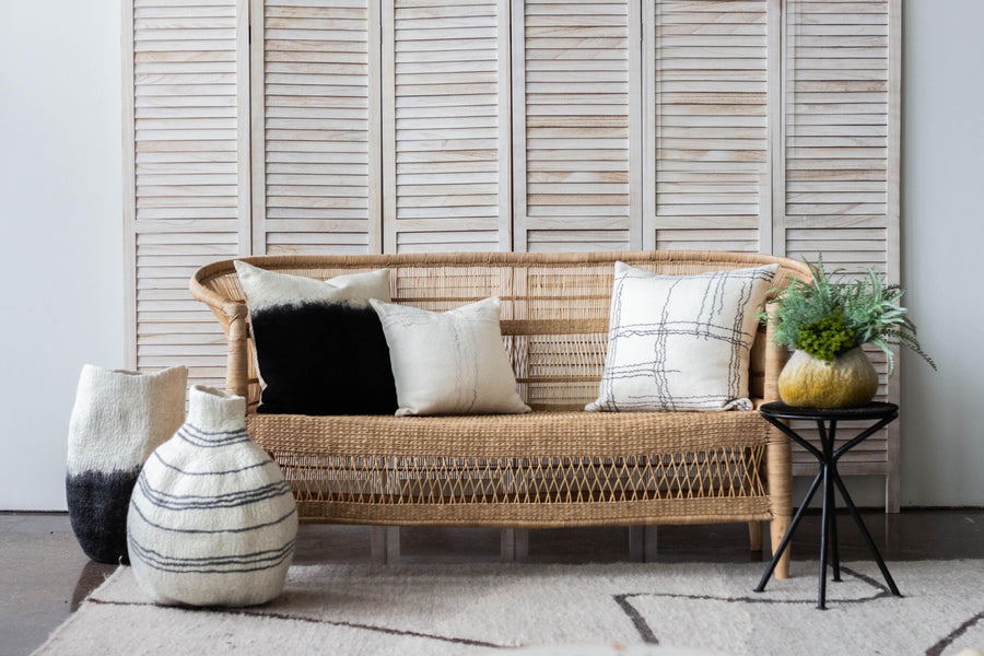 Linear Organic Wool and Silk Throw Pillow