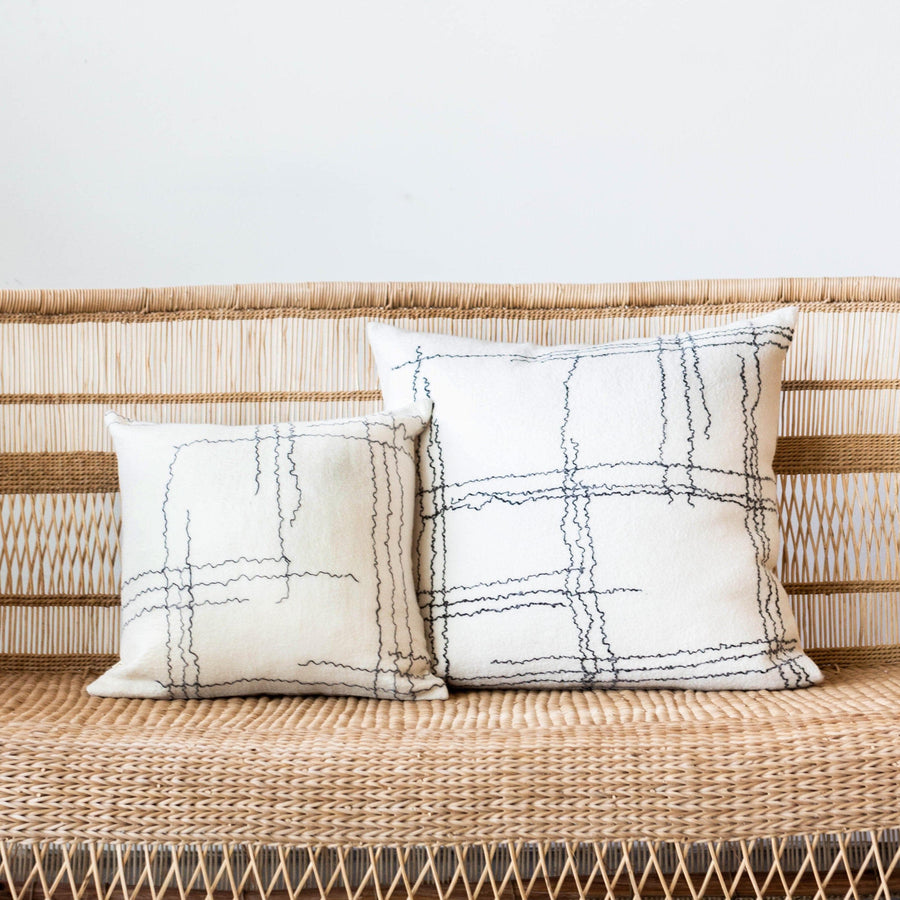 Linear Organic Wool and Silk Throw Pillow