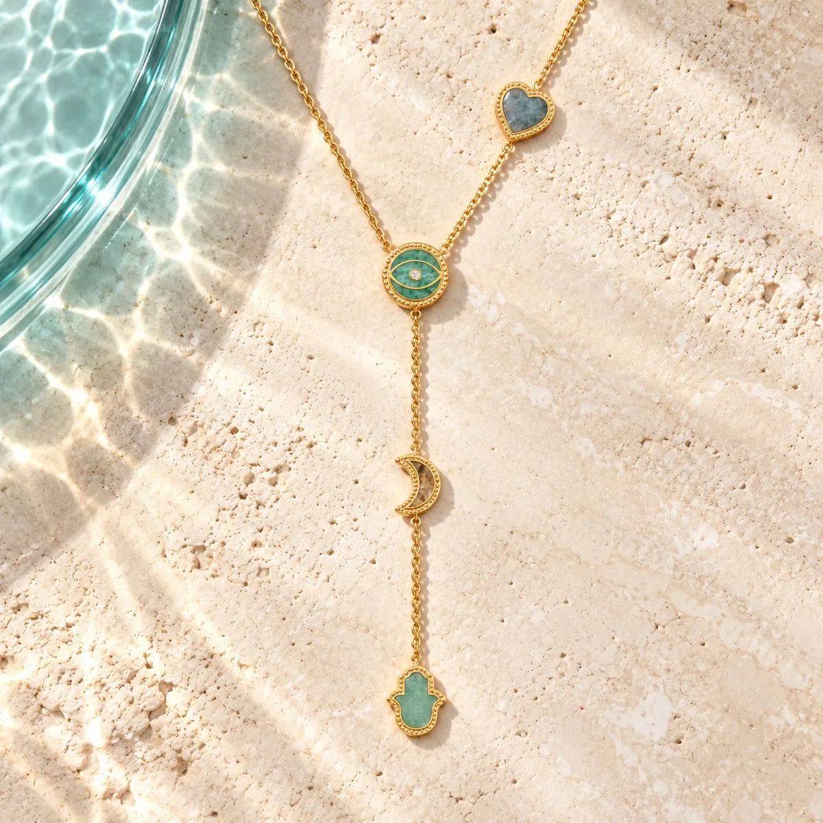 Dreams Fulfilled Multi-Stone & Multi-Symbol Gold Necklace