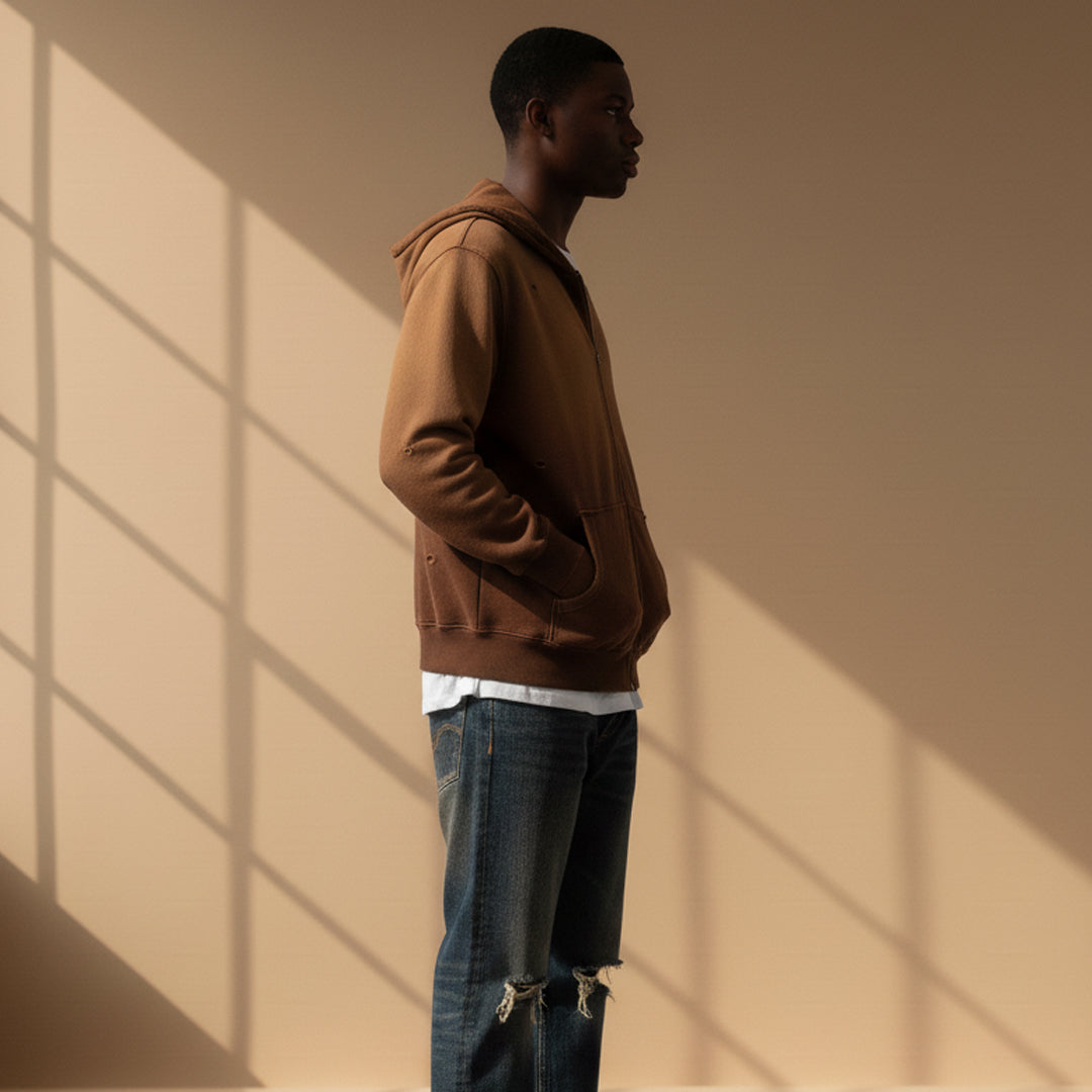 Mocha Sun fade Distress Oversized Hoodie