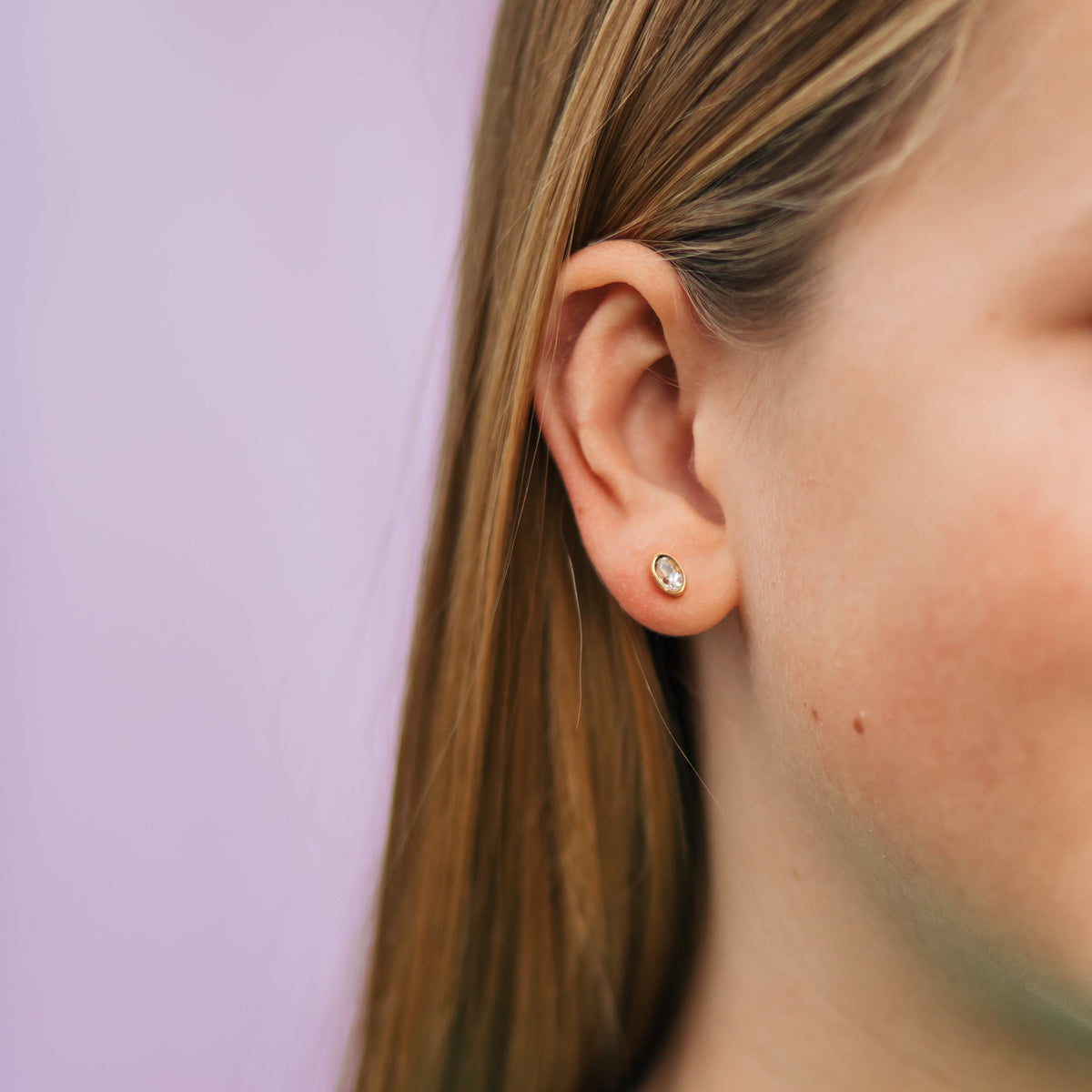 Oval Crystal Stud Earrings