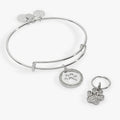 Paw Print Bangle & Pet Collar Charm Set of 2 1