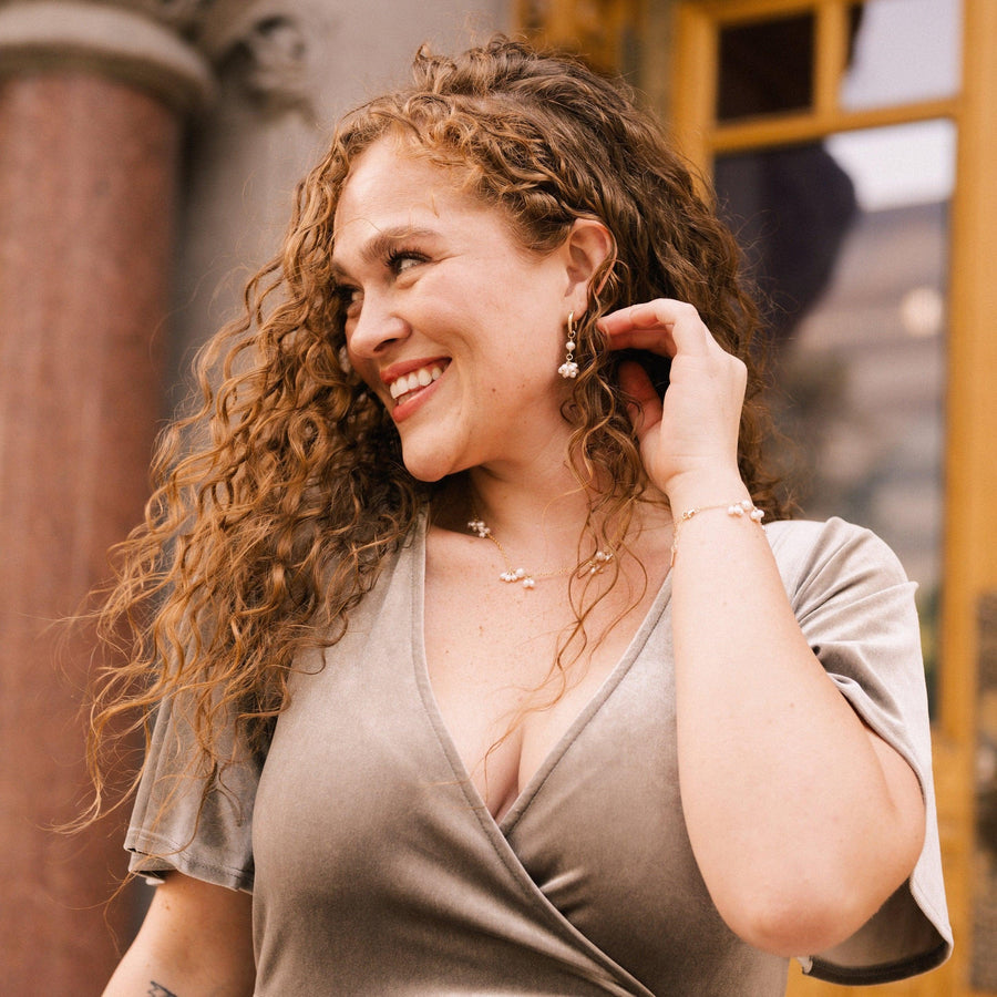 Pearl Blossom Hoop Earrings