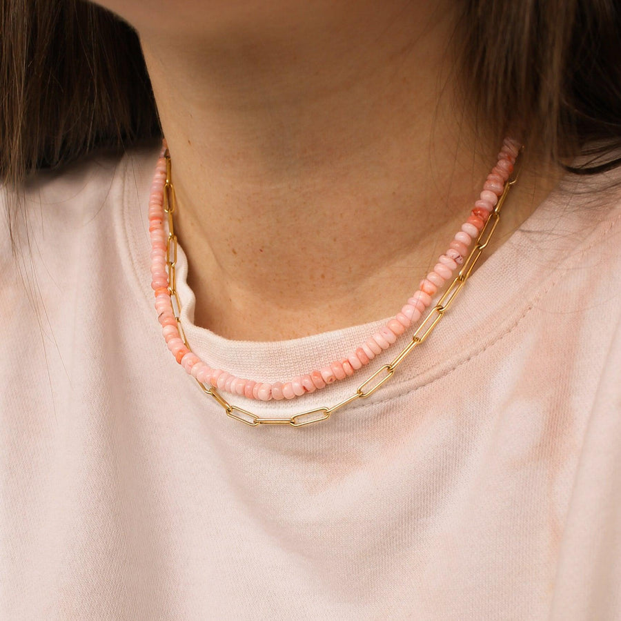Pink Opal Beaded Necklace