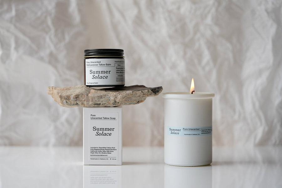 Pure Unscented Tallow Collection | Regenerative Skincare & Candle Set