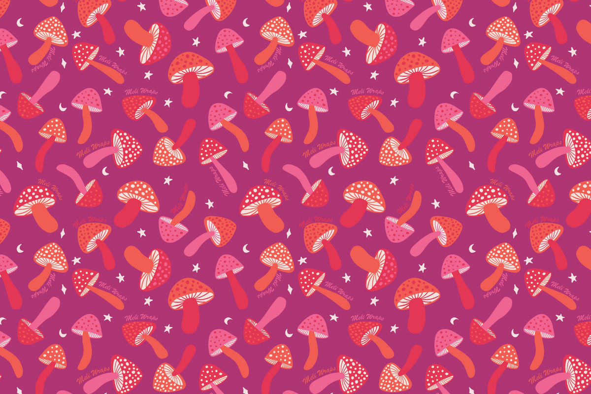 Purple Mushroom Swedish Dish Cloth Set of 3