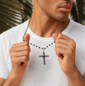 Profound Belief Silver Matte Onyx Cross Charm Necklace 2