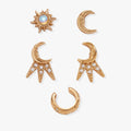 Sun & Moon 2 Studs & Earring Cuff Set 1